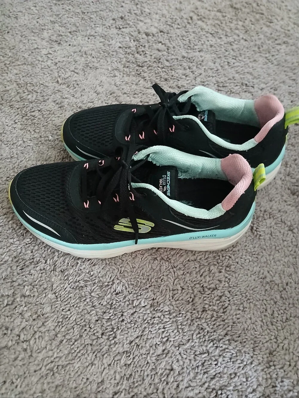 Skechers Black Mint Pink Athletic Walking Sneakers